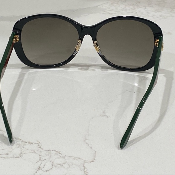 Gucci GG 0849SK 001 Black Green/Brown Gradient Round Sunglasses - Picture 4 of 13